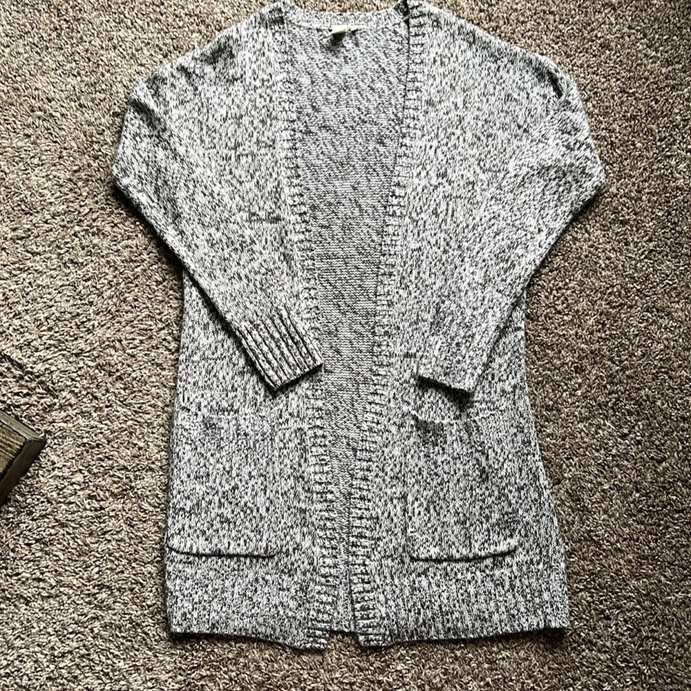 Black and Grey Heather Cardigan with Pockets